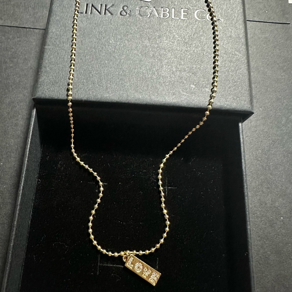 ‘Love' Pendant Ball chain Necklace | 15” Layering Necklace